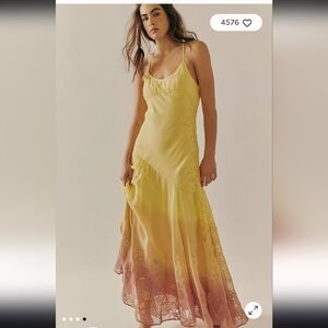 Free People Elegant Yellow Ombre Maxi Dress